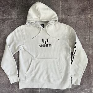 Men's Lionel Messi Collection White Black Logo Hoodie Pullover Sweatshirt Sz M